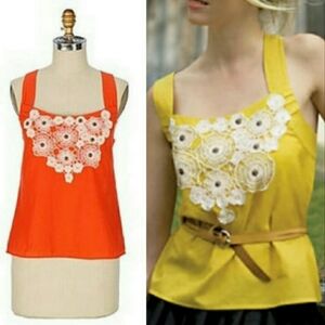 Anthro Floreat White Pasque Tank size 4